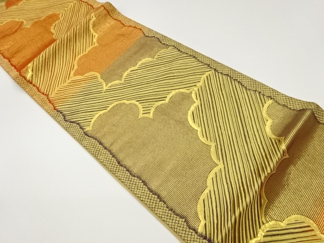 雲取り模様織出し袋帯